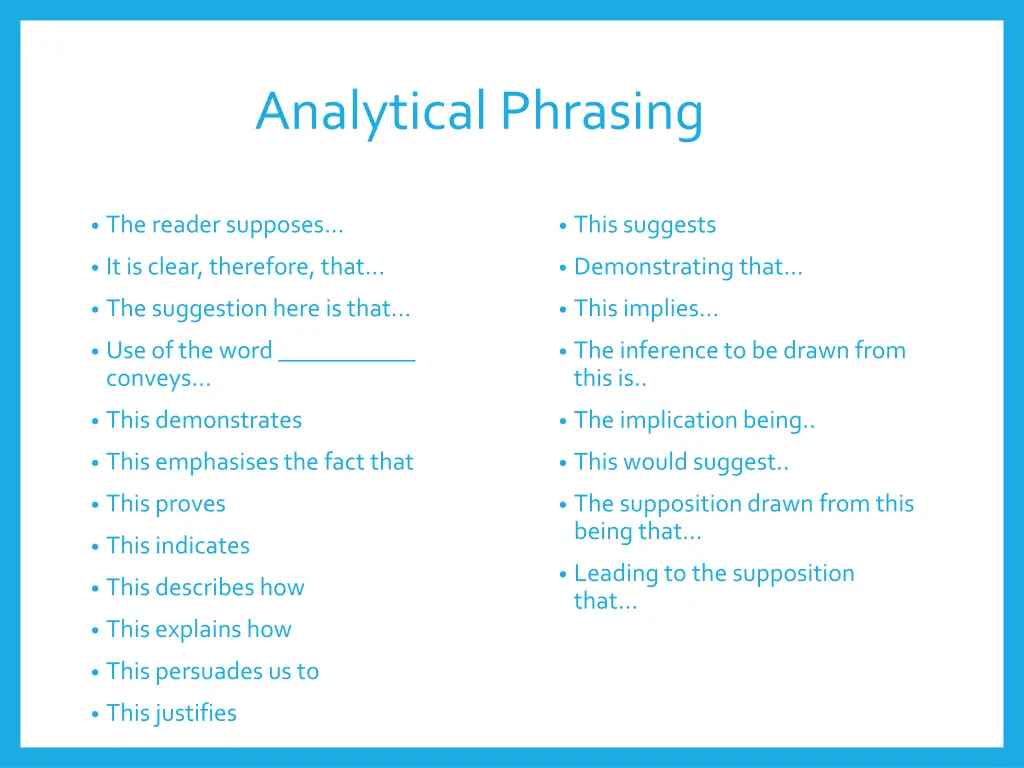 analytical phrasing