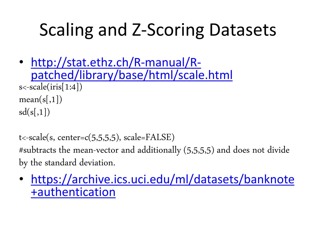 scaling and z scoring datasets