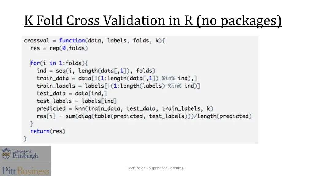k fold cross validation in r no packages