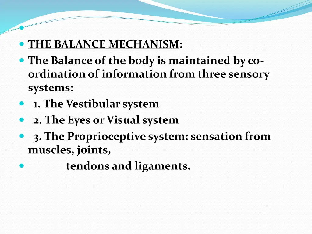 the balance mechanism the balance of the body