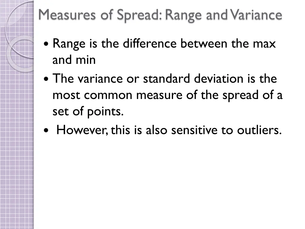 measures of spread range and variance