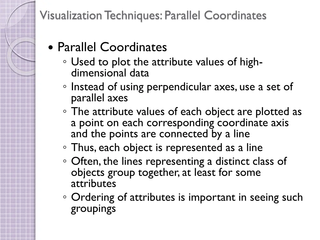 visualization techniques parallel coordinates