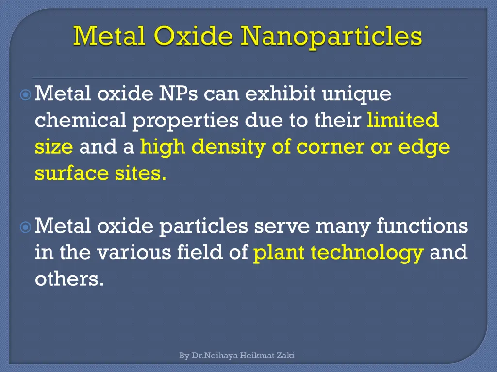 metal oxide nps can exhibit unique chemical
