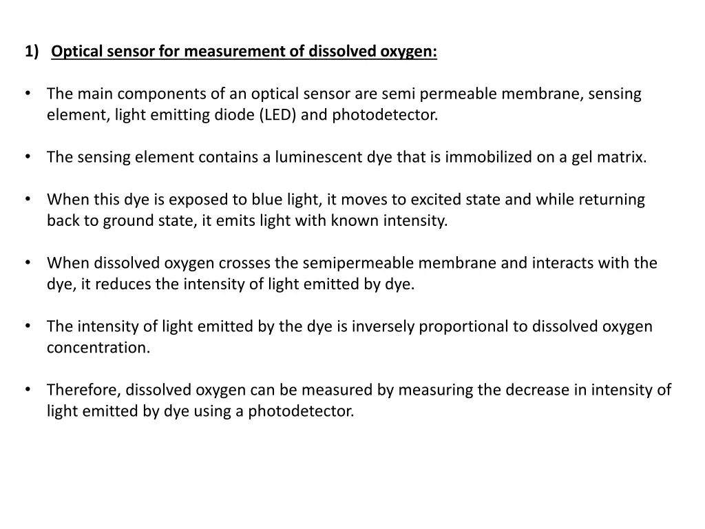 1 optical sensor for measurement of dissolved