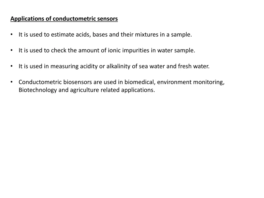 applications of conductometric sensors