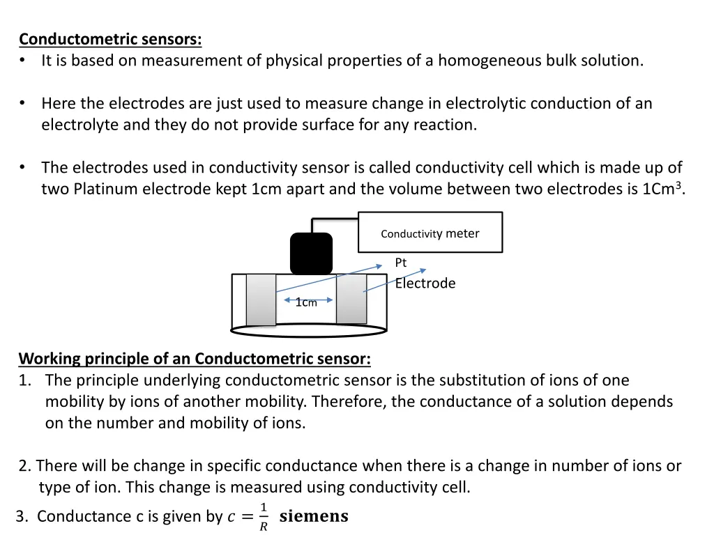 conductometric sensors it is based on measurement
