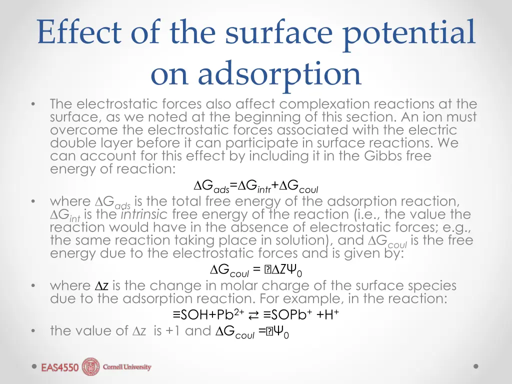effect of the surface potential on adsorption