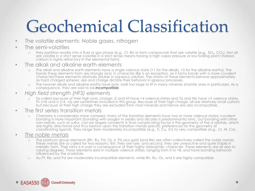 geochemical classification the volatile elements