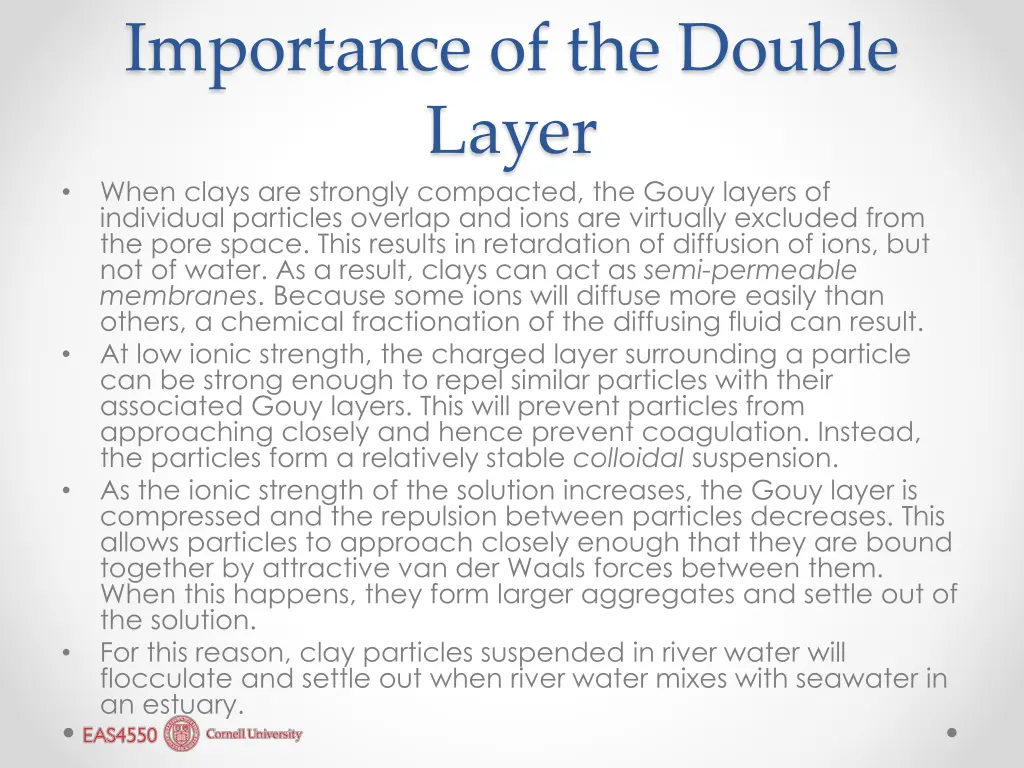 importance of the double layer when clays