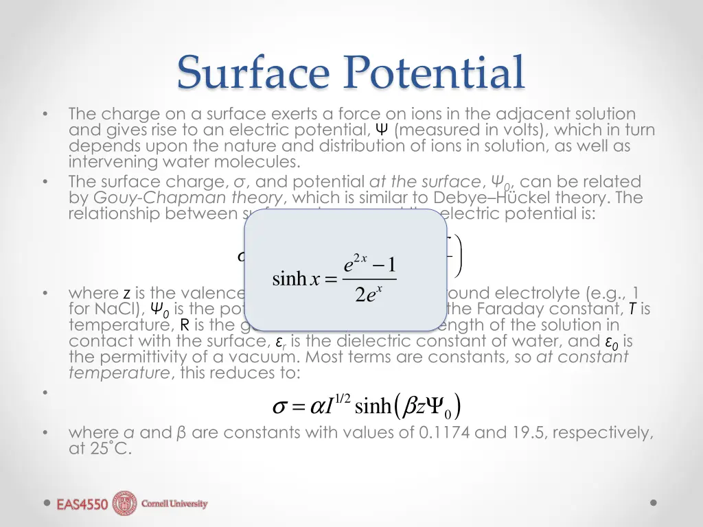 surface potential the charge on a surface exerts