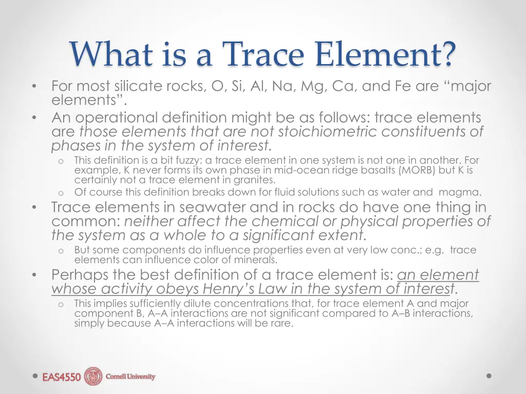 what is a trace element for most silicate rocks