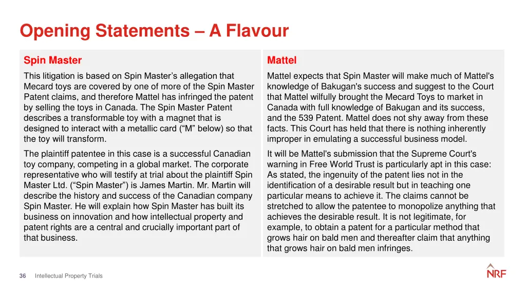opening statements a flavour