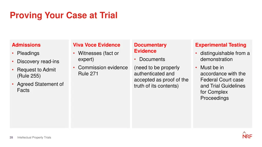 proving your case at trial