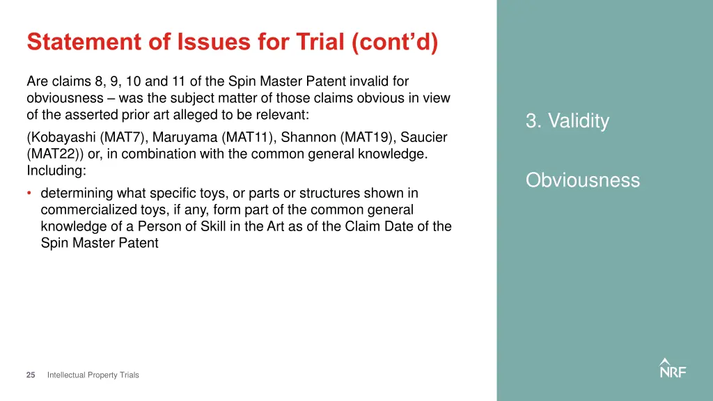 statement of issues for trial cont d 2