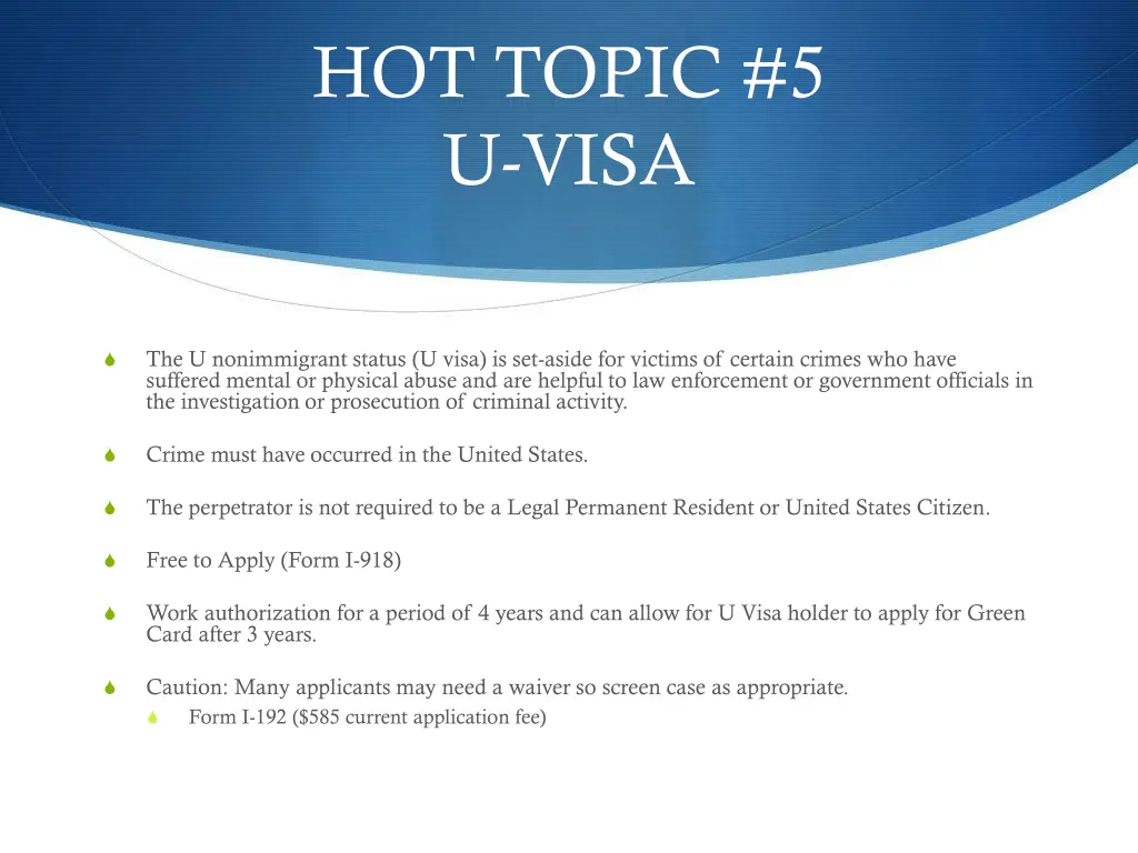 hot topic 5 u visa