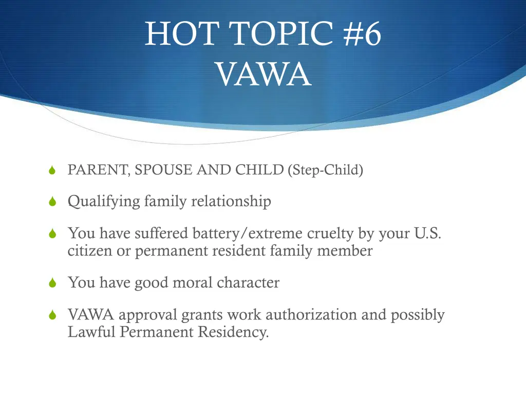 hot topic 6 vawa