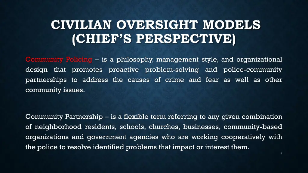 civilian oversight models chief s perspective 7