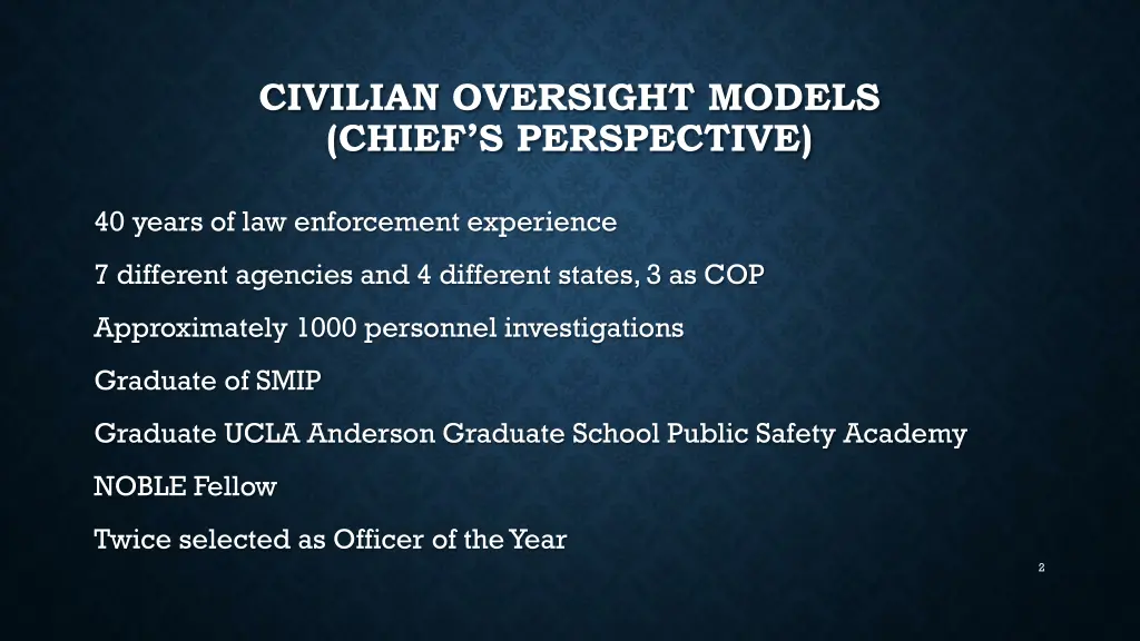 civilian oversight models chief s perspective