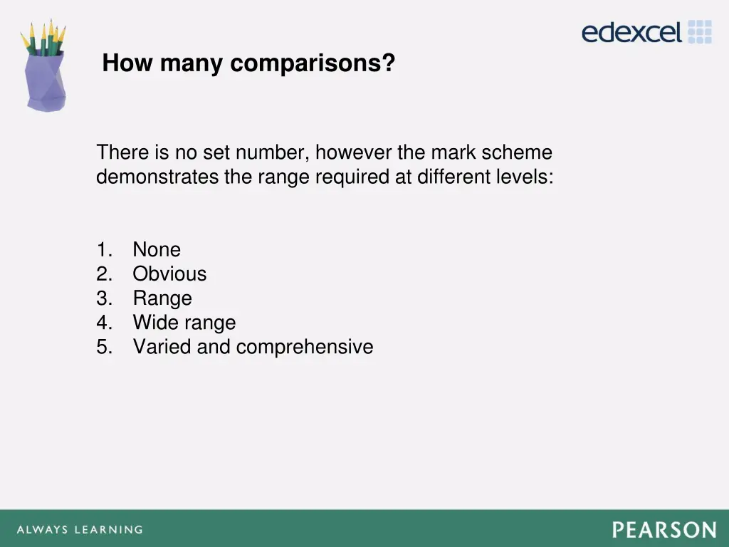 how many comparisons
