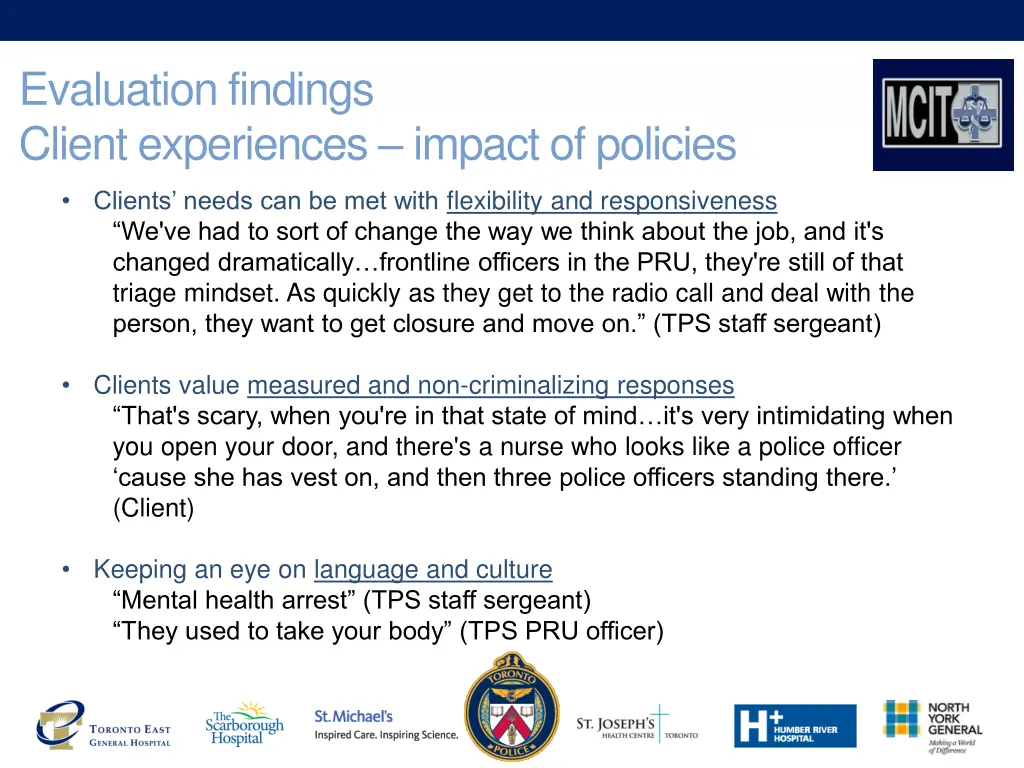 evaluation findings client experiences impact