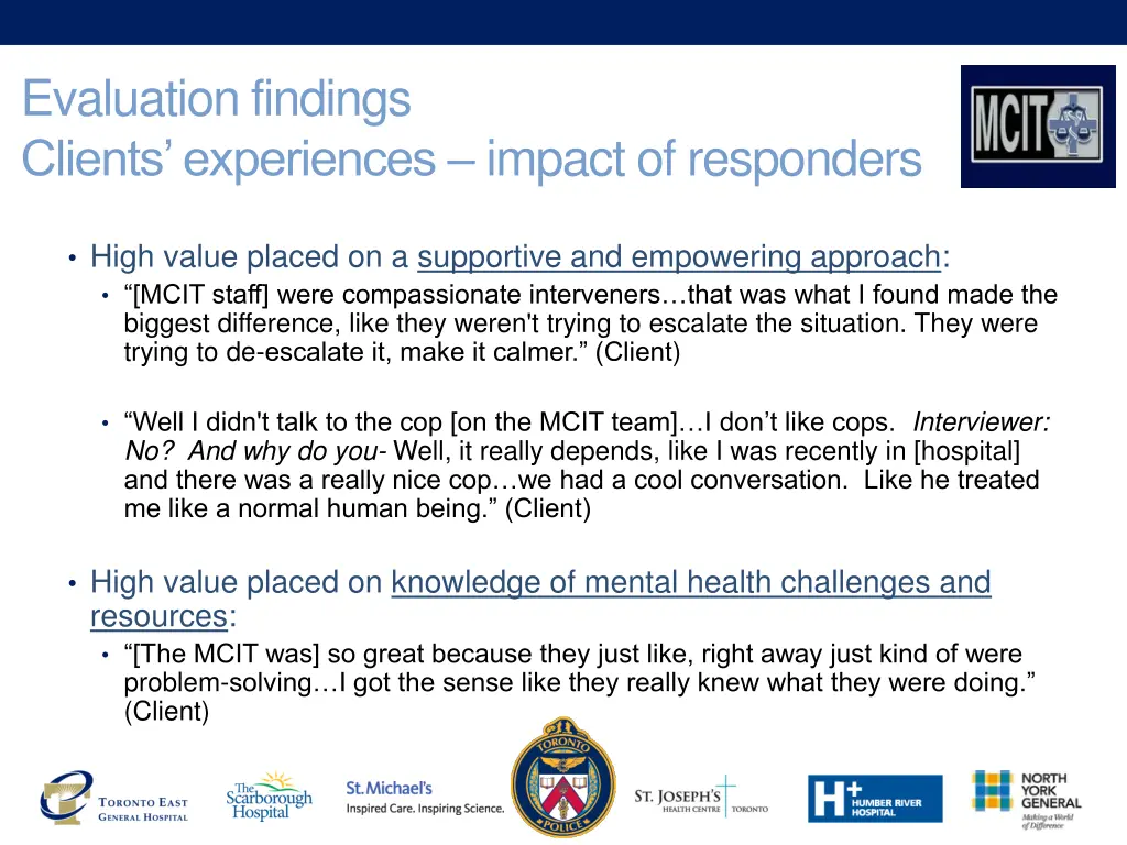 evaluation findings clients experiences impact