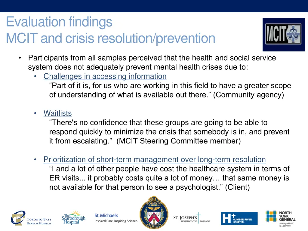 evaluation findings mcit and crisis resolution