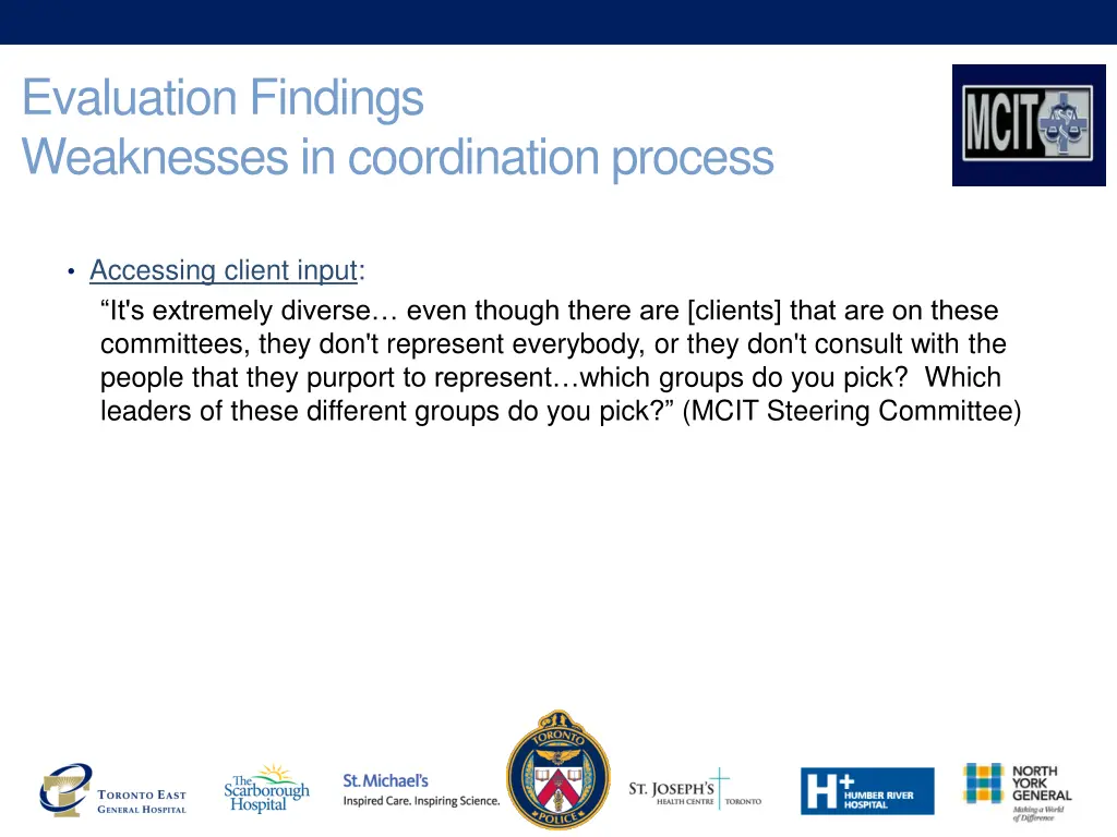 evaluation findings weaknesses in coordination