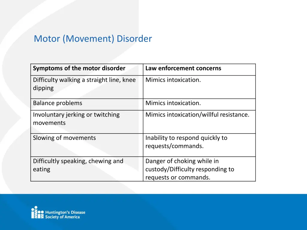 motor movement disorder