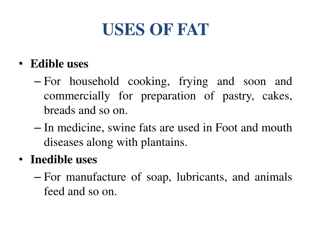 uses of fat