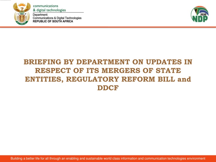 briefing by department on updates in respect