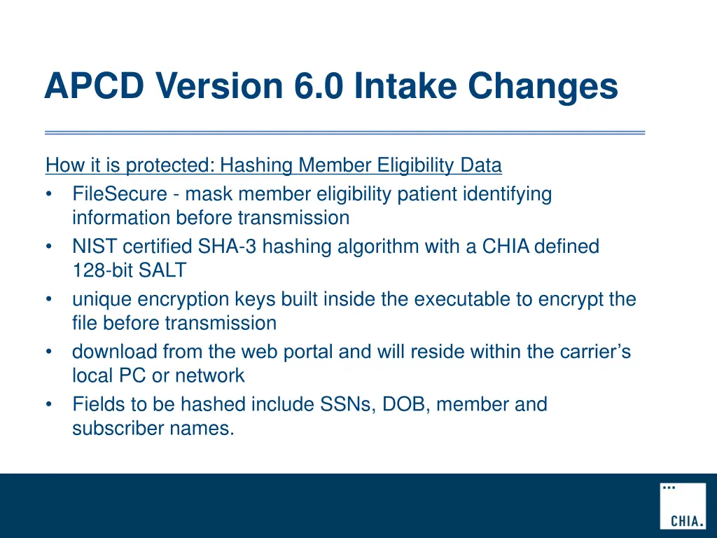 apcd version 6 0 intake changes 6