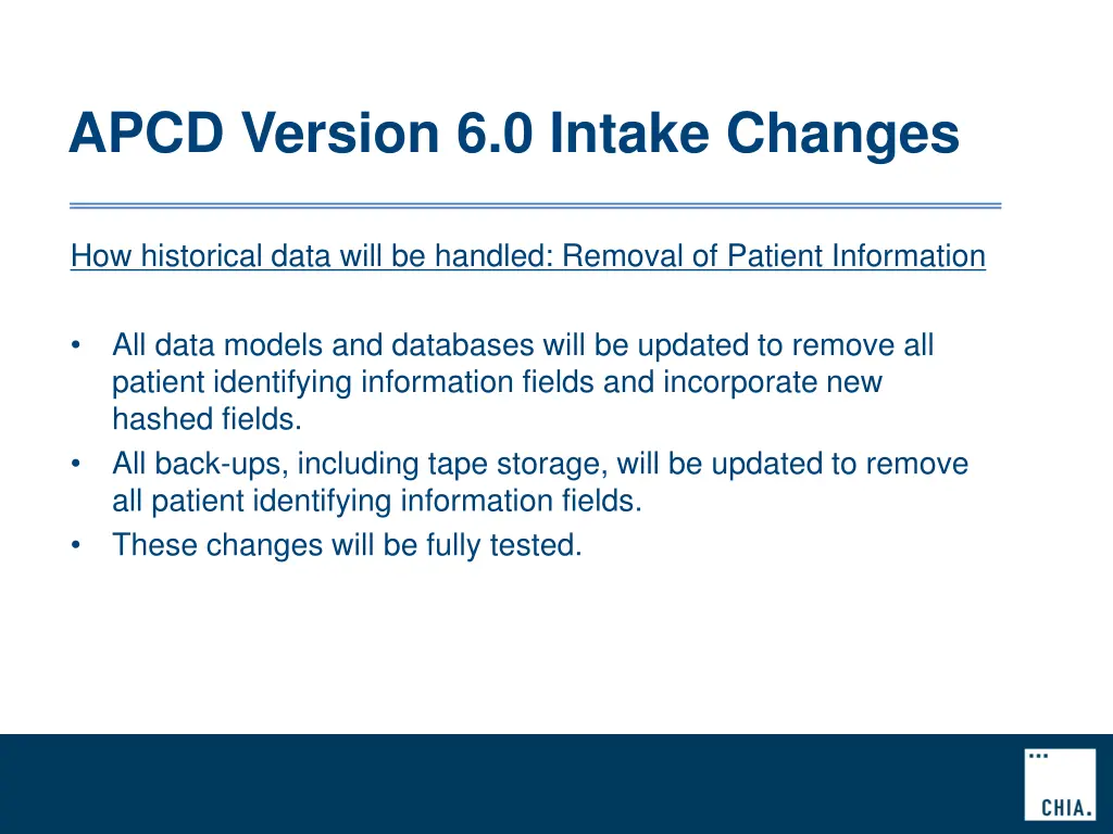apcd version 6 0 intake changes 7