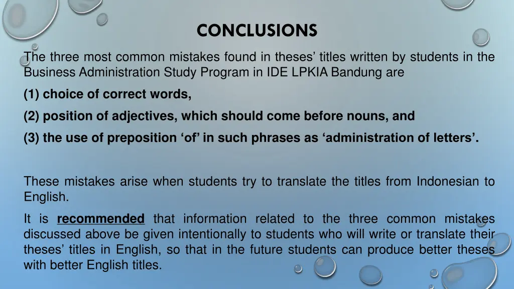 conclusions
