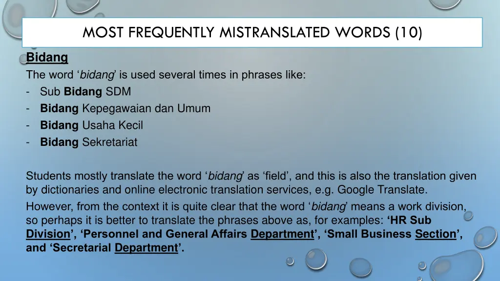 most frequently mistranslated words 10