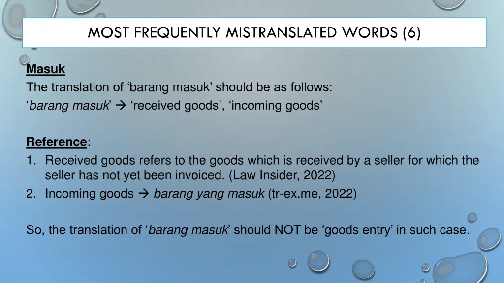 most frequently mistranslated words 6