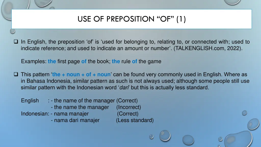 use of preposition of 1