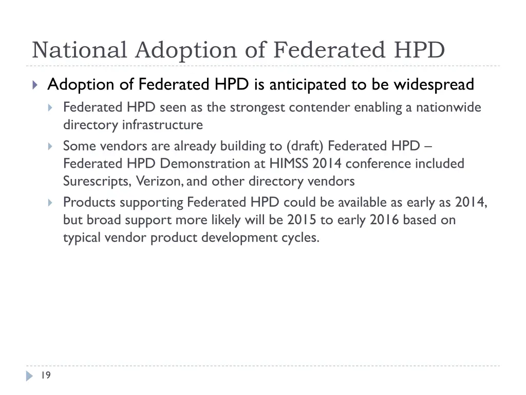 national adoption of federated hpd