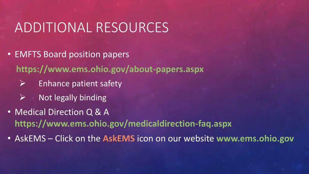 additional resources