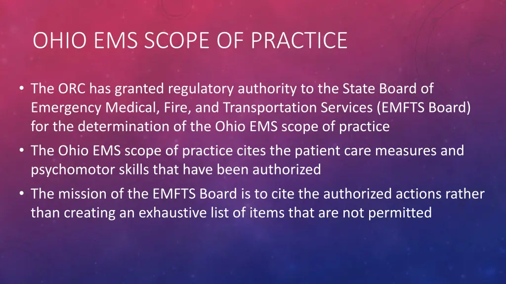 ohio ems scope of practice
