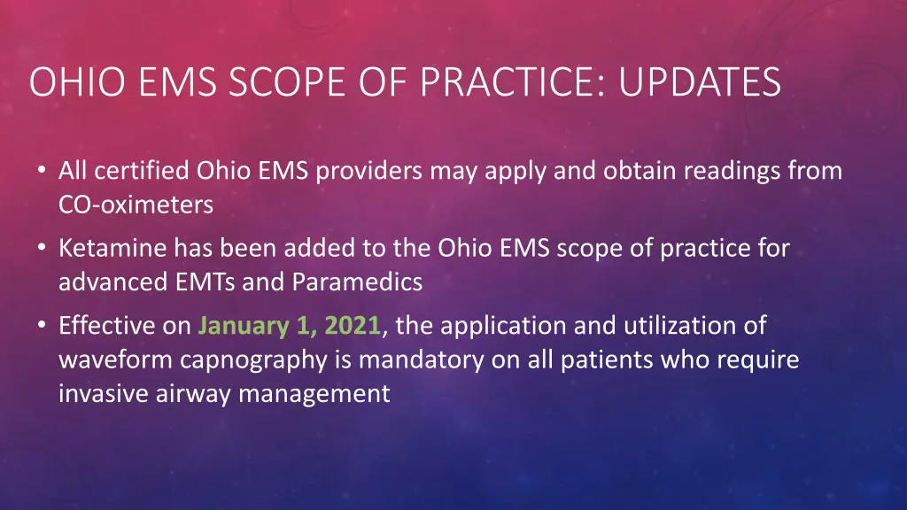 ohio ems scope of practice updates