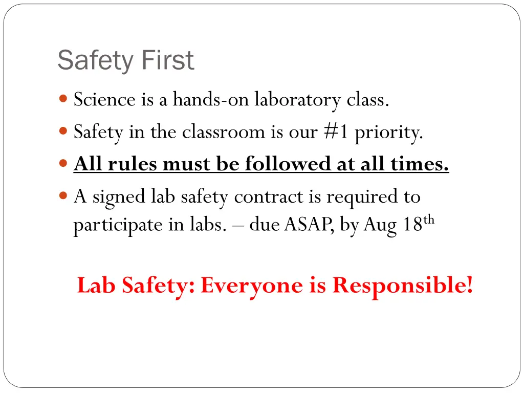 safety first