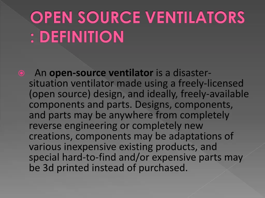open source ventilators definition
