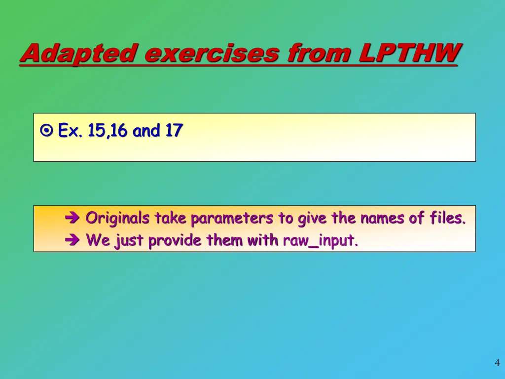 adapted exercises from lpthw