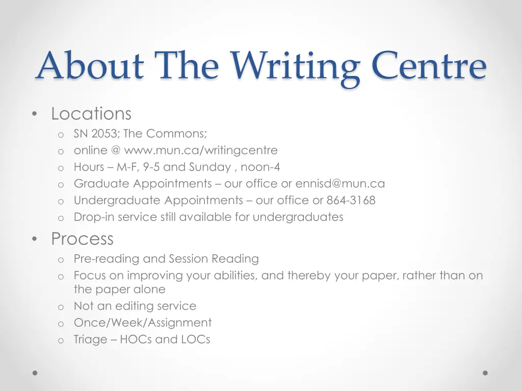 about the writing centre