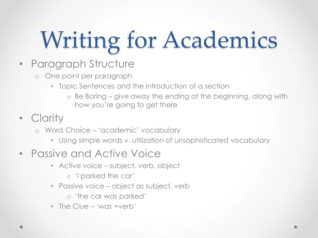 writing for academics paragraph structure