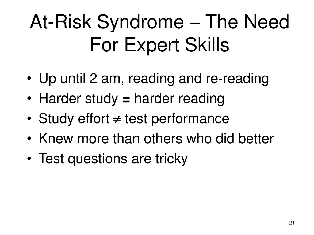 at risk syndrome the need for expert skills