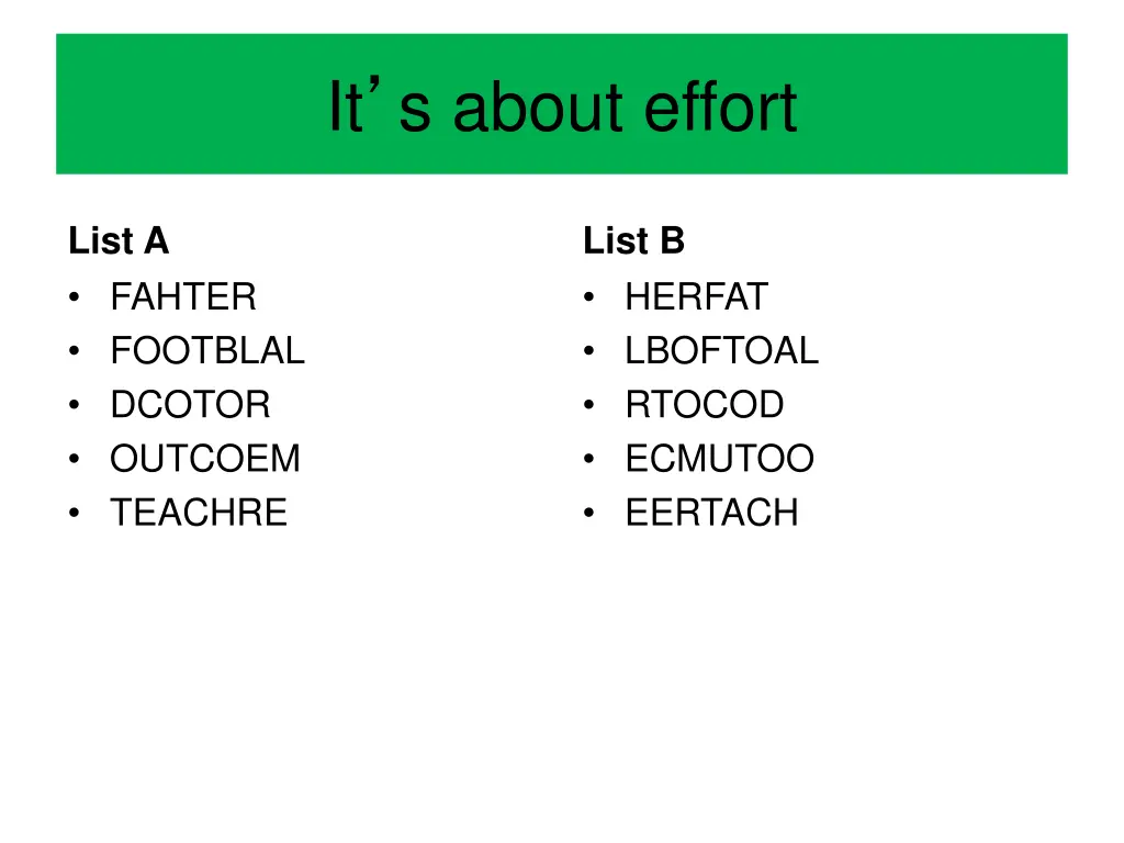 it s about effort