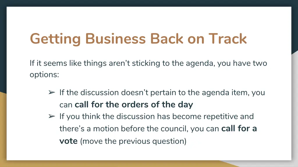 getting business back on track
