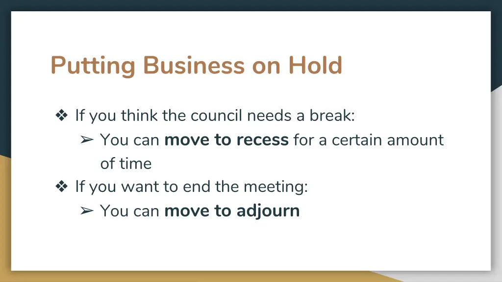 putting business on hold