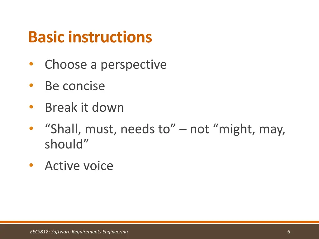 basic instructions